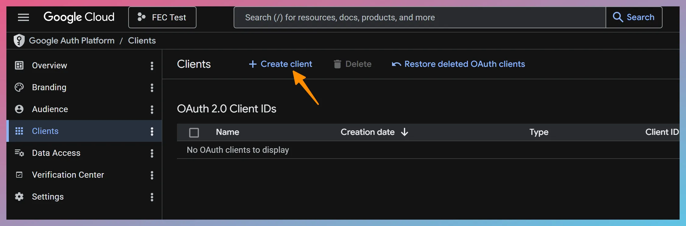 Create OAuth Client