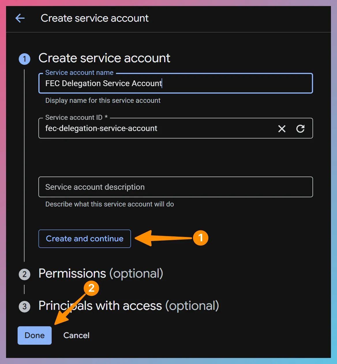 Create Service Account