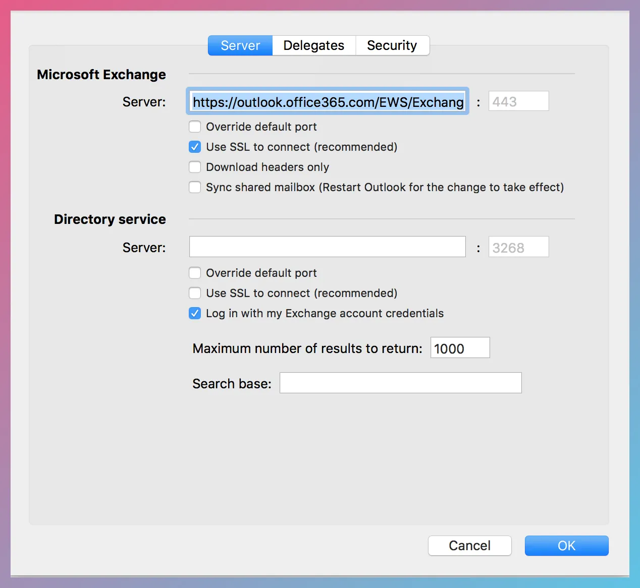 Account Settings in Outlook for Mac