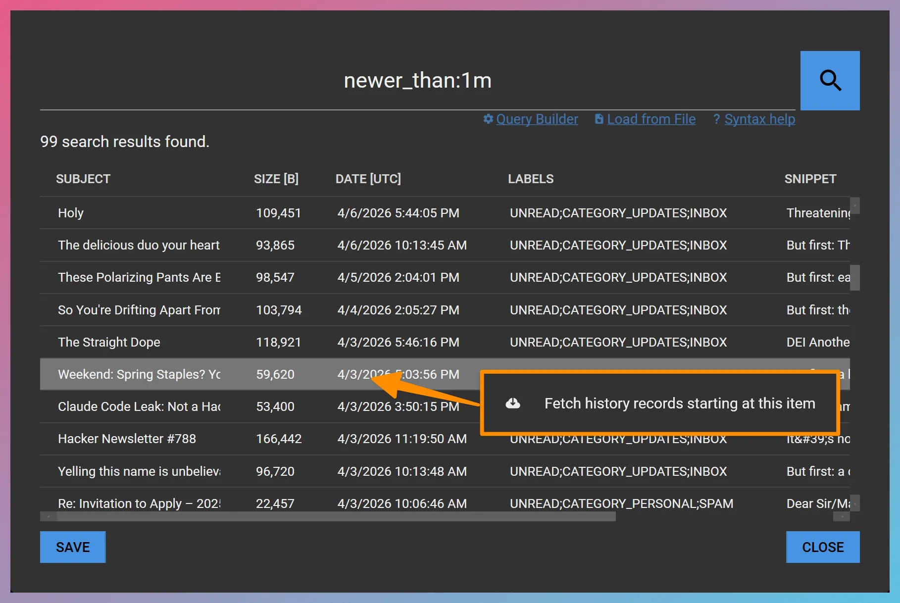 Fetch History Records