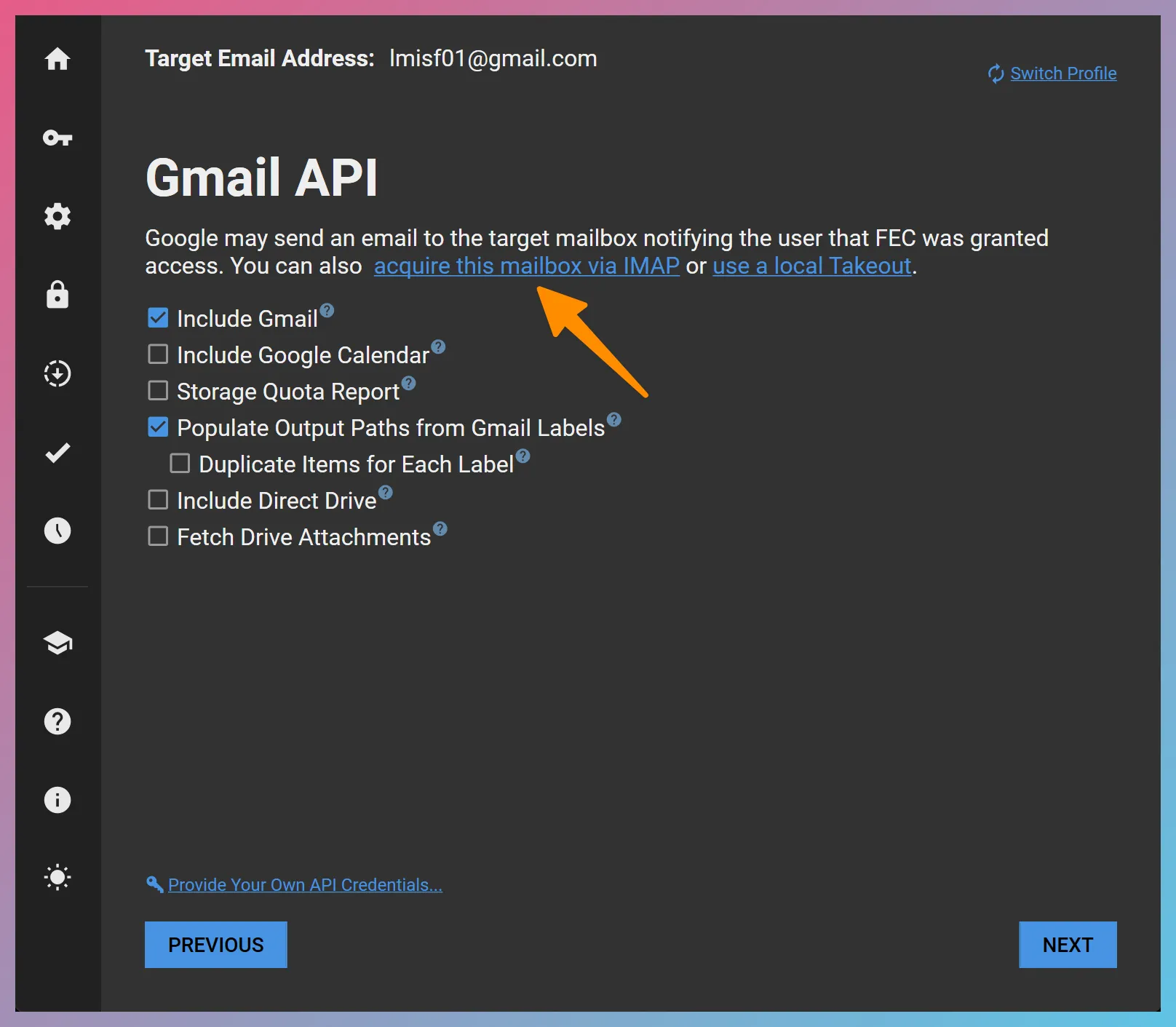 Acquire Gmail Mailbox via IMAP