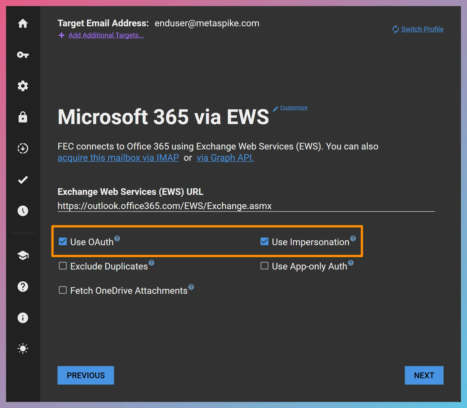 Impersonation Options in FEC